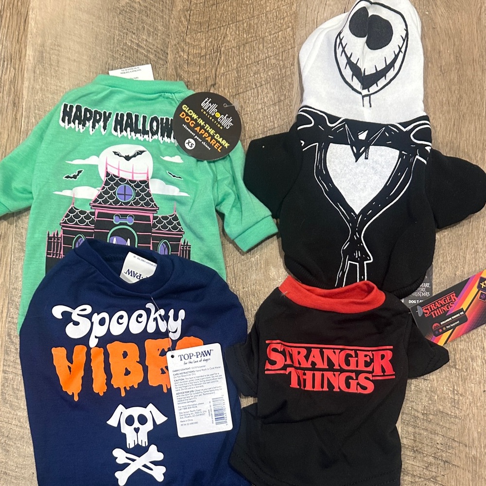 Lot of 4 Halloween Themed shirts for dogs Size XS NWT